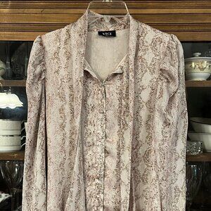 VICI Animal Print Tie Neck Blouse with puffed long sleeves.  EUC SZ Small